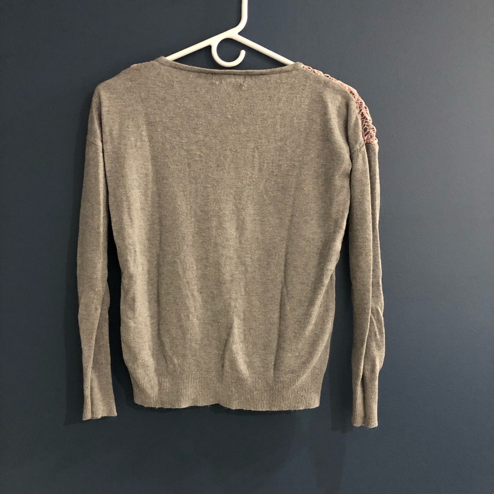 Forever 21 Lace Overlay Pink Gray Sweater - Picture 4 of 5